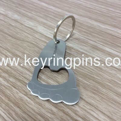 Stainless steel keychain keyring custom foot shape bottle opener keyring for souvenir gifts