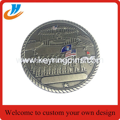 High quality 3D zinc alloy metal souvenir coins antique brass plated challenge coin