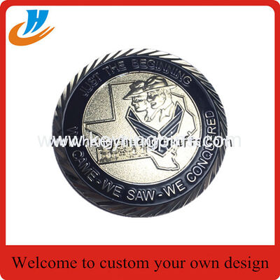 Soft enamel paint metal challenge coin with silver plated different edges