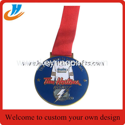 Golf award medals,souvenir metal medals with custom ribbon medal design
