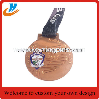 Golf award medals,souvenir metal medals with custom ribbon medal design