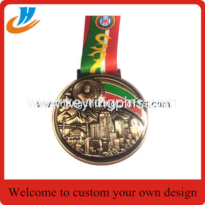 3D Embossed Die cast Award medals, Highly Detailed 3D metal medal with ribbon
