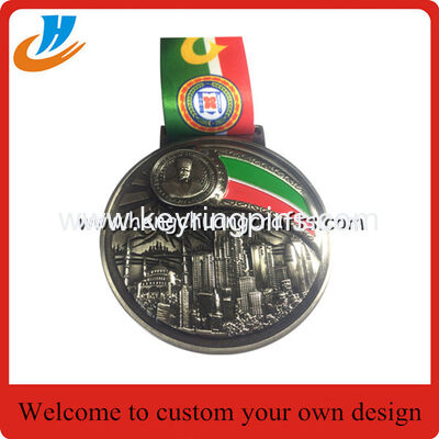 3D Embossed Die cast Award medals, Highly Detailed 3D metal medal with ribbon