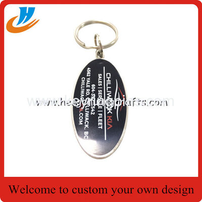 Custom design soft enamel metal keychain/double side plated silver with ring