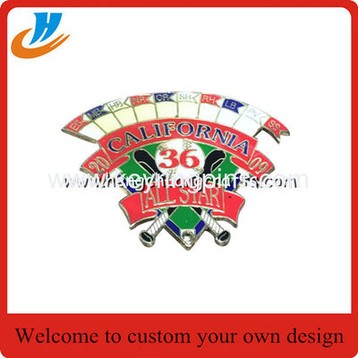 Custom design baseball badge soft enamle with epoxy baseball lapel pin