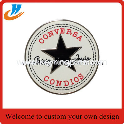wholesale print metal badge with epoxy,silver plated print process metal pin