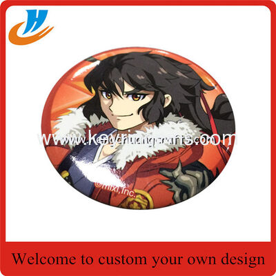Cheap custom 50mm tin badge,print badge with cartoon logo design