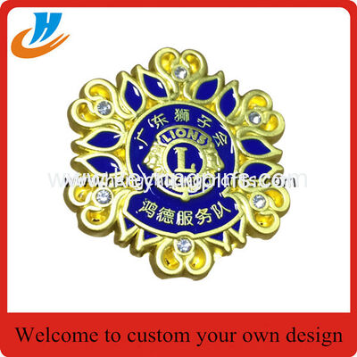 Gold enamel pins best price custom lion club badges matt gold plated