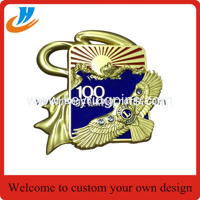 Gold enamel pins best price custom lion club badges matt gold plated