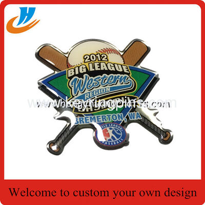 US custom metal badge pin, New design baseball logo badge with epoxy