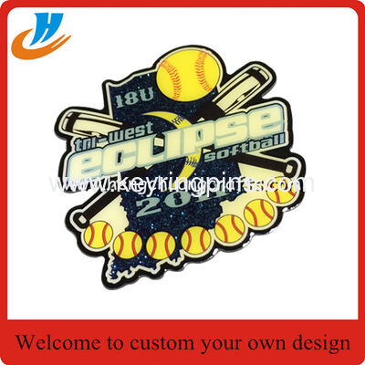US custom metal badge pin, New design baseball logo badge with epoxy