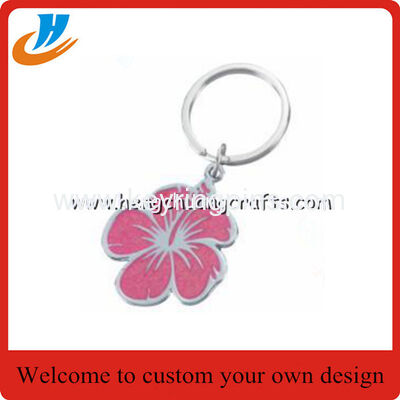 Metal painted four leaf clover pendant key rings, metal 4-leaf clover drop charm keychains