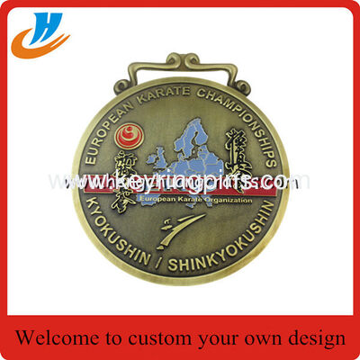 3D Embossed Die cast Award medals, Highly Detailed 3D silver metal medal with ribbon