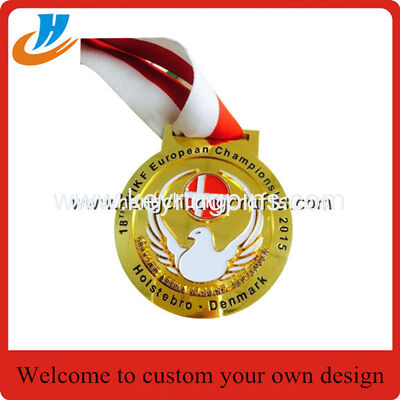 Alloy die cast sport medals,sports metal medallions with ribbon
