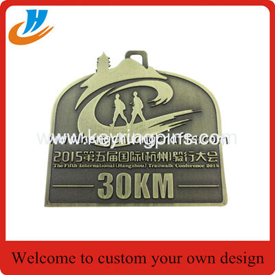 30KM sports metal medal,Marathon running medals with antique brass plated