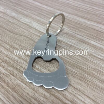 Stainless steel keychain keyring custom foot shape bottle opener keyring for souvenir gifts