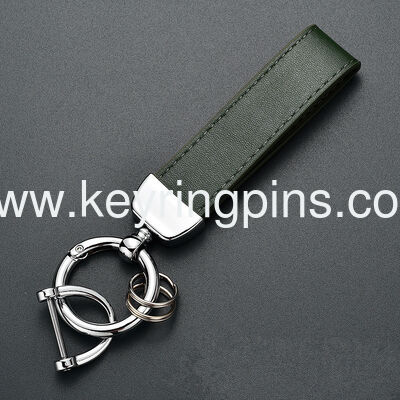 Wholesale metal car genuine leather keychains with logo printing, leather key rings, PU leather key chains and hanging accessories from manufacturers.