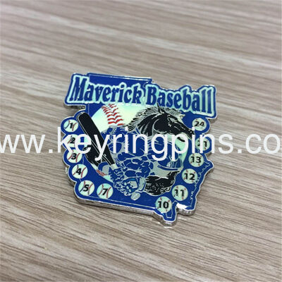 Custom design baseball badge soft enamle with epoxy baseball lapel pin