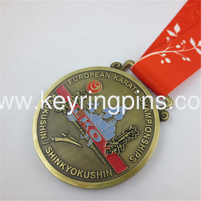 Matt gold plated die cast medal, souvenir award ribbon medals for souvenir