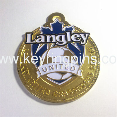 Metal medals,gold plating sports souvenir medals with ribbon High quality football medal