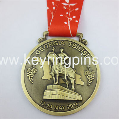 Matt gold plated die cast medal, souvenir award ribbon medals for souvenir