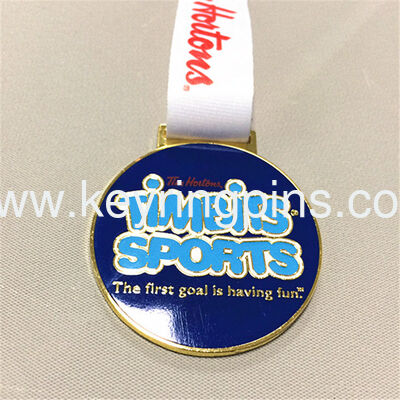 3D Embossed Die cast Award medals, Highly Detailed 3D silver metal medal with ribbon