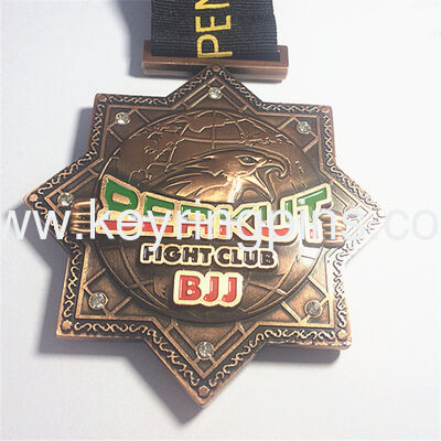 3D Embossed Die cast Award medals, Highly Detailed 3D silver metal medal with ribbon