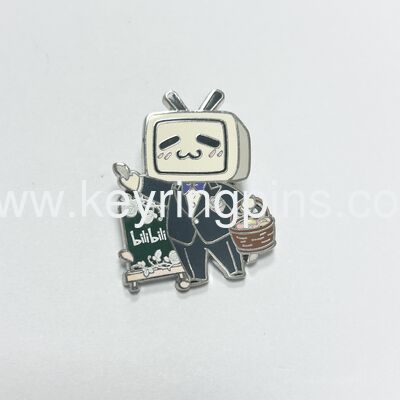 Bilibili Little TV Butler Enamel Pin – Formal Suit & Flower Basket Kawaii Anime Lapel Pinly