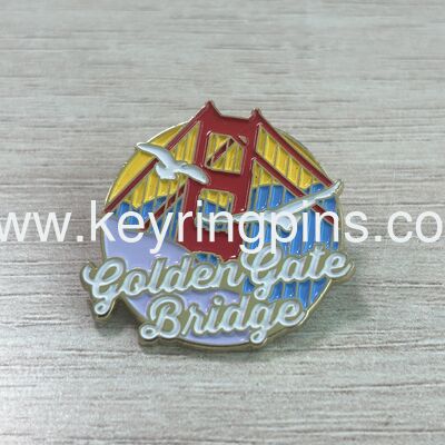 Die casting metal badge lapel pin,gold&silver pin with button back