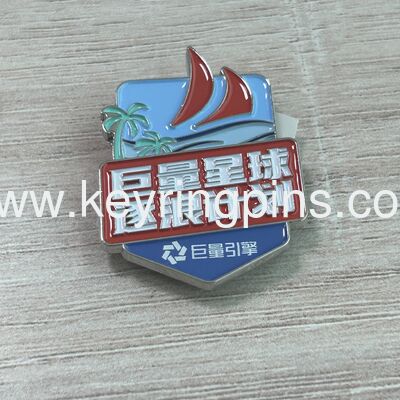 US custom metal badge pin, New design baseball logo badge with epoxy