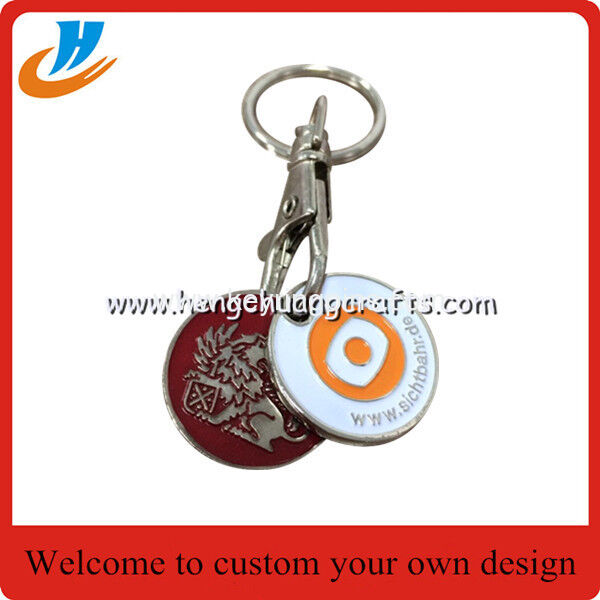 K003 metal trolly coin keychain with custom logo&shopping cart coin holder keychain