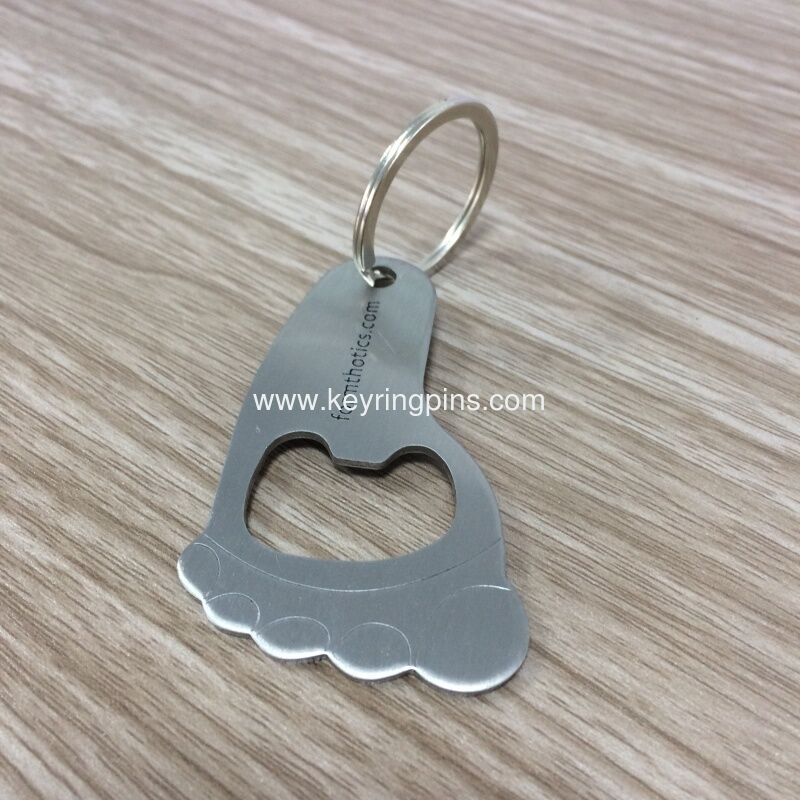 Stainless steel keychain keyring custom foot shape bottle opener keyring for souvenir gifts