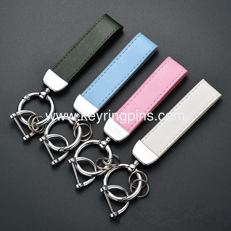 Wholesale metal car genuine leather keychains with logo printing, leather key rings, PU leather key chains and hanging accessories from manufacturers.