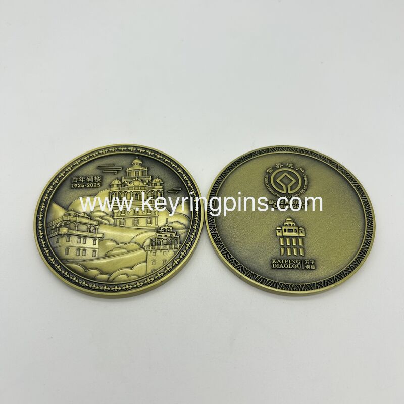Custom challenge coins made from zinc alloy with 3D die cast design and old silver plating ideal for events sports and souvenirs