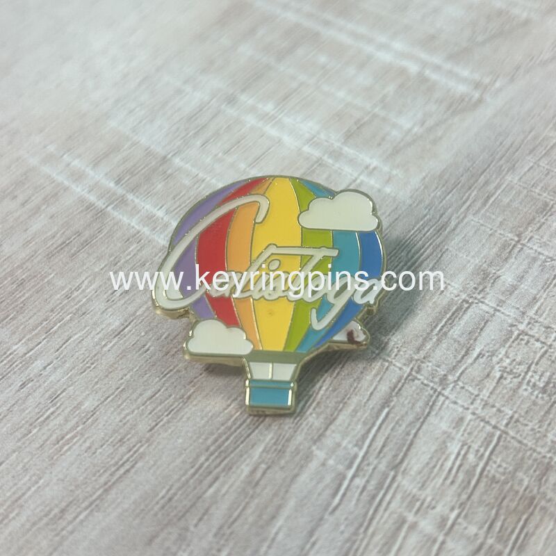 Calistoga Hot Air Balloon Enamel Pin, California Travel Souvenir Lapel Pin, Rainbow Sky Collectible Badge