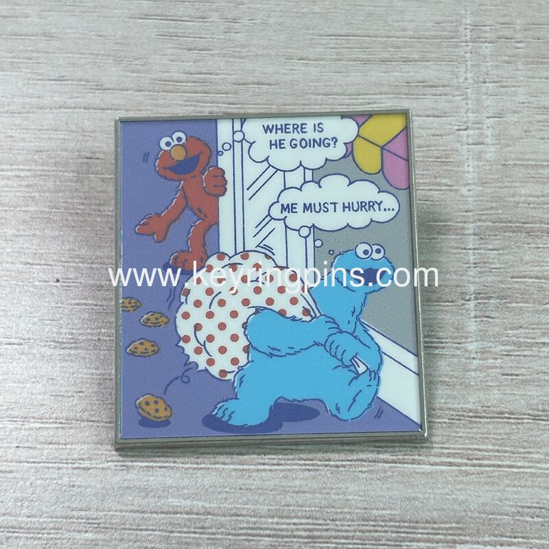 Vintage Style Sesame Street Elmo & Cookie Monster Enamel Pin, Cartoon Comic Strip Lapel Pin for Fans