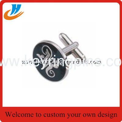 Enamel black color cufflinks,men's Tshirt cufflinks with custom design logo