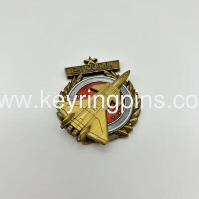 Good price Golden Jet Fighter with Red Star Enamel Pin, Aviation Commemorative Badge online
