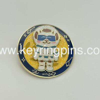 Good price Astronaut Puppy in Space Glitter Enamel Pin, Kawaii Dog Space Travel Collectible Lapel Pin online