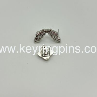 Good price Silver Leaf Bow Enamel Pin, Vintage Botanical Lapel Pin, Elegant Nature Collectible Badge online