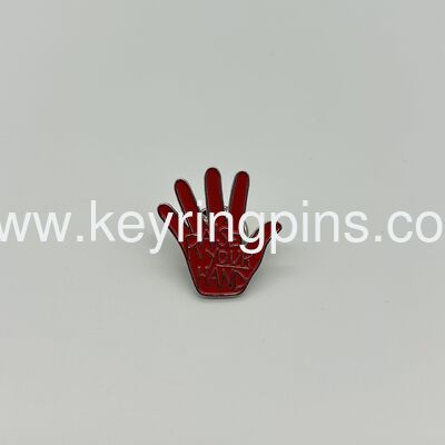 Good price Raise Your Hand Red Palm Enamel Pin, Classroom & Student Engagement Metal Badge online