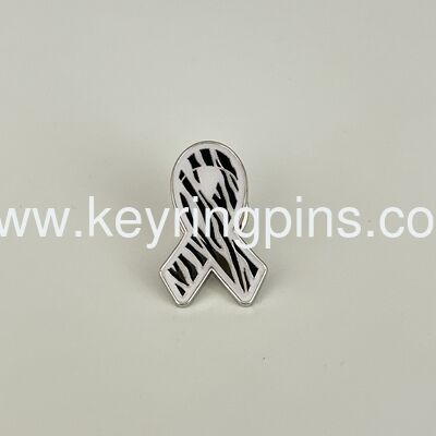 Good price Zebra Pattern Awareness Ribbon Enamel Pin – Medical Condition Advocacy Brooch for Backpacks online