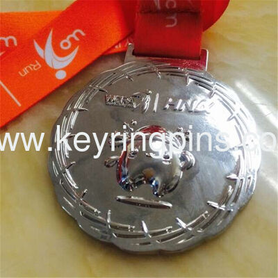Good price Silver metal medals with ribbon,Zinc alloy casting medals with silver plated online