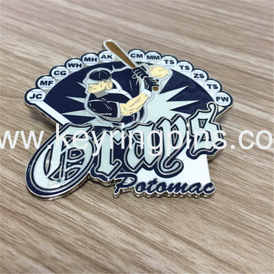 Good price Vintage Potomac Grays Baseball Hard Enamel Pin – Batter Graphic & Team Member Initials Badge online