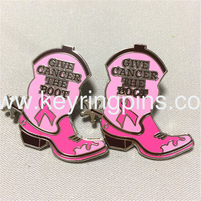 Good price Breast Cancer Awareness Cowboy Boot Enamel Pin, Pink Ribbon Charity Pin online