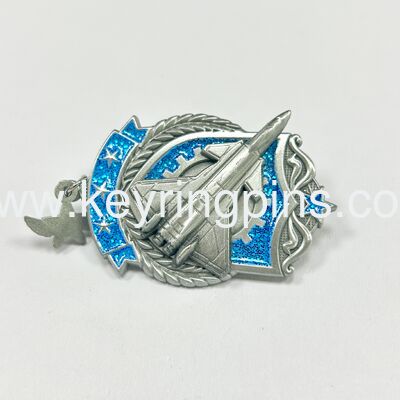 Good price Metal Fighter Jet Glitter Blue Enamel Badge, Air Force Aircraft Collectible Lapel Pin, Aviation Gear Metal Badge online